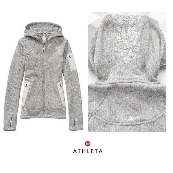 Athleta Jackets & Blazers - ATHLETA Limantour Fleece Lined Sweater Hoodie Gray